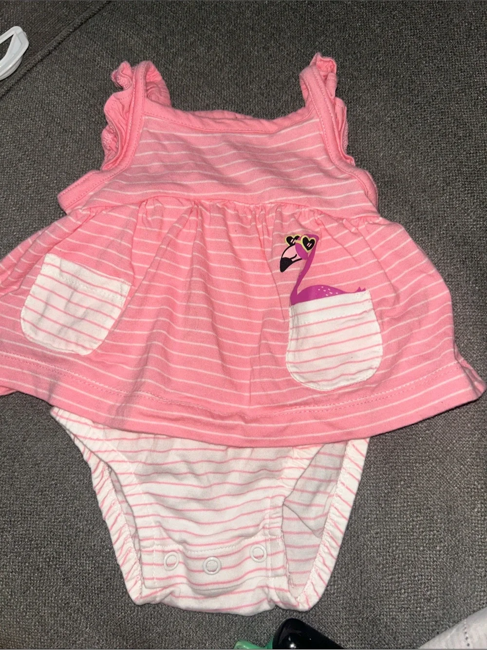 Carter's Pink Striped Ruffle Tank Dress Onesie